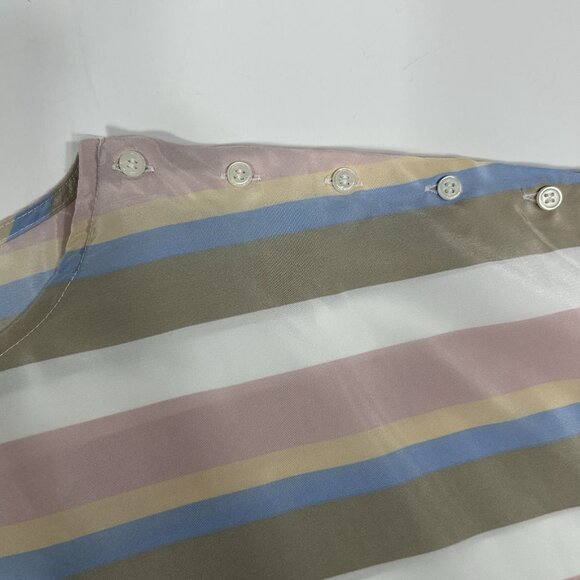 Vtg Bankers Club Women Striped Multicolor Striped Blouse Top Shoulder Buttons M - Picture 5 of 6